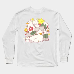 Ducks and bunnies doodle Long Sleeve T-Shirt